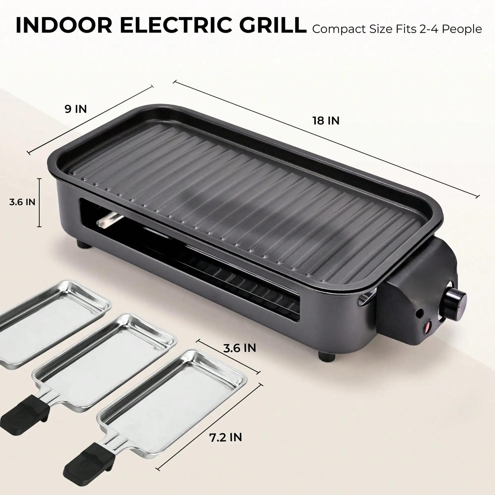 1 Pack Indoor Grill 2 in 1 Griddle with Removable Plates Non Stick Adjustable Te