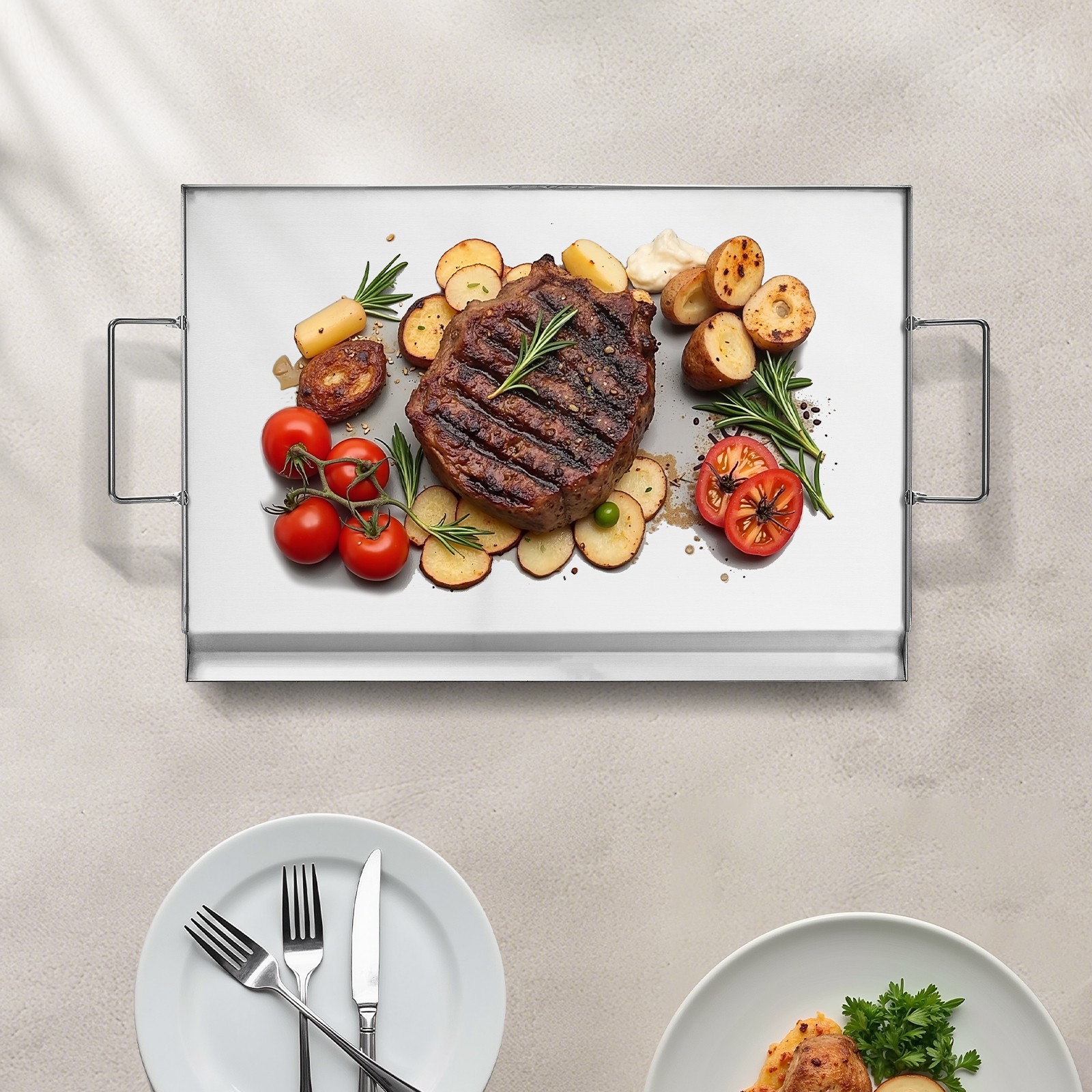 VEVOR 23×16 in Flat Top Griddle Stainless Steel Universal BBQ Grill Pan Cookware