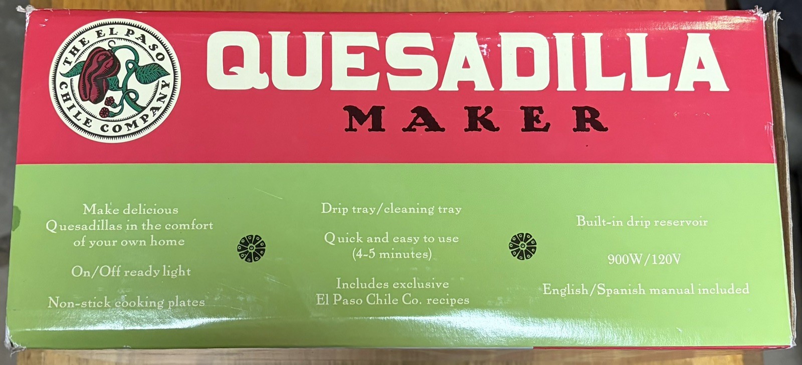 El Paso Chile Company Red Quesadilla Maker New Open Box red pepper color