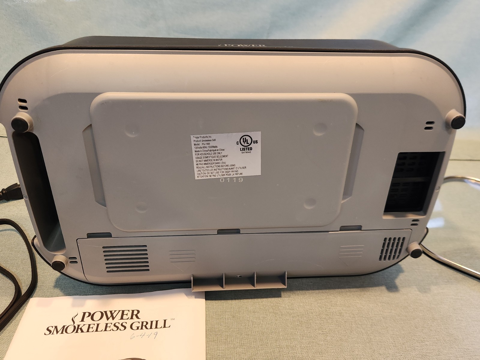 Power PG-1500 Smokeless Indoor Electric Grill 1500W Black Easy Clean Working