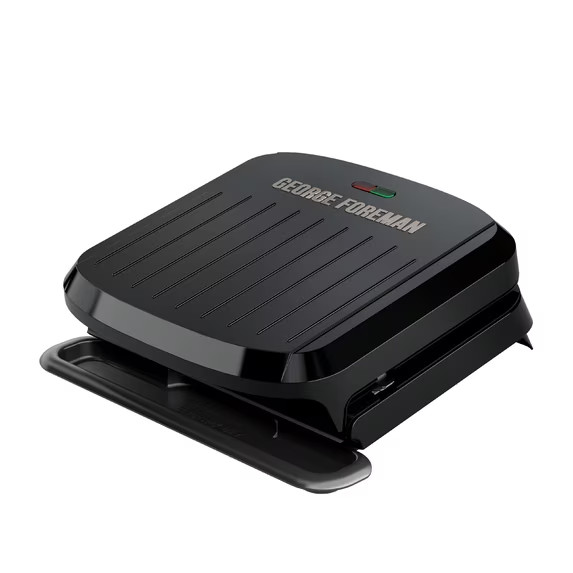 George Foreman 4-Serving Electric Grill Panini Press Removable Nonstick Plates