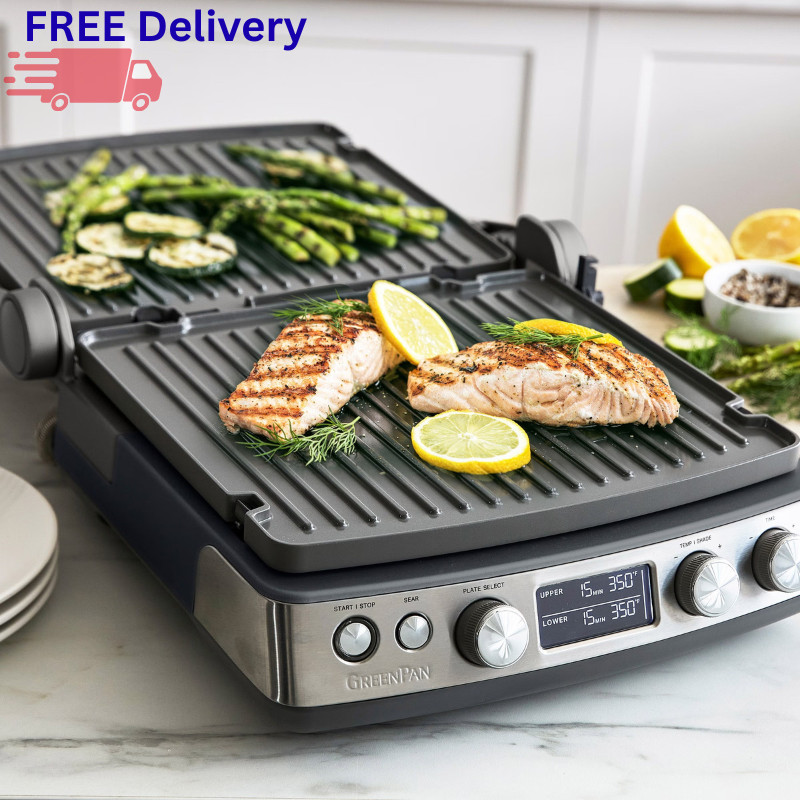 GreenPan Elite Electric Indoor Multi Grill Griddle Waffle Maker Nonstick New
