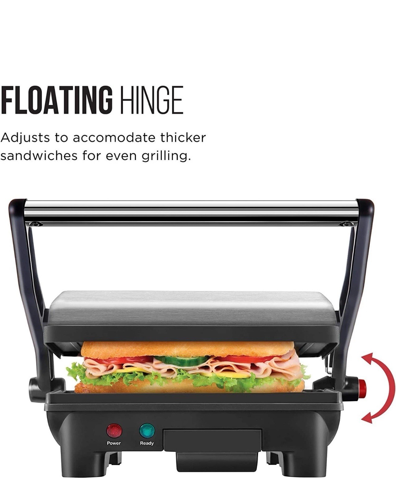 Chefman Electric Panini Press Grill Sandwich Maker Nonstick Stainless Steel