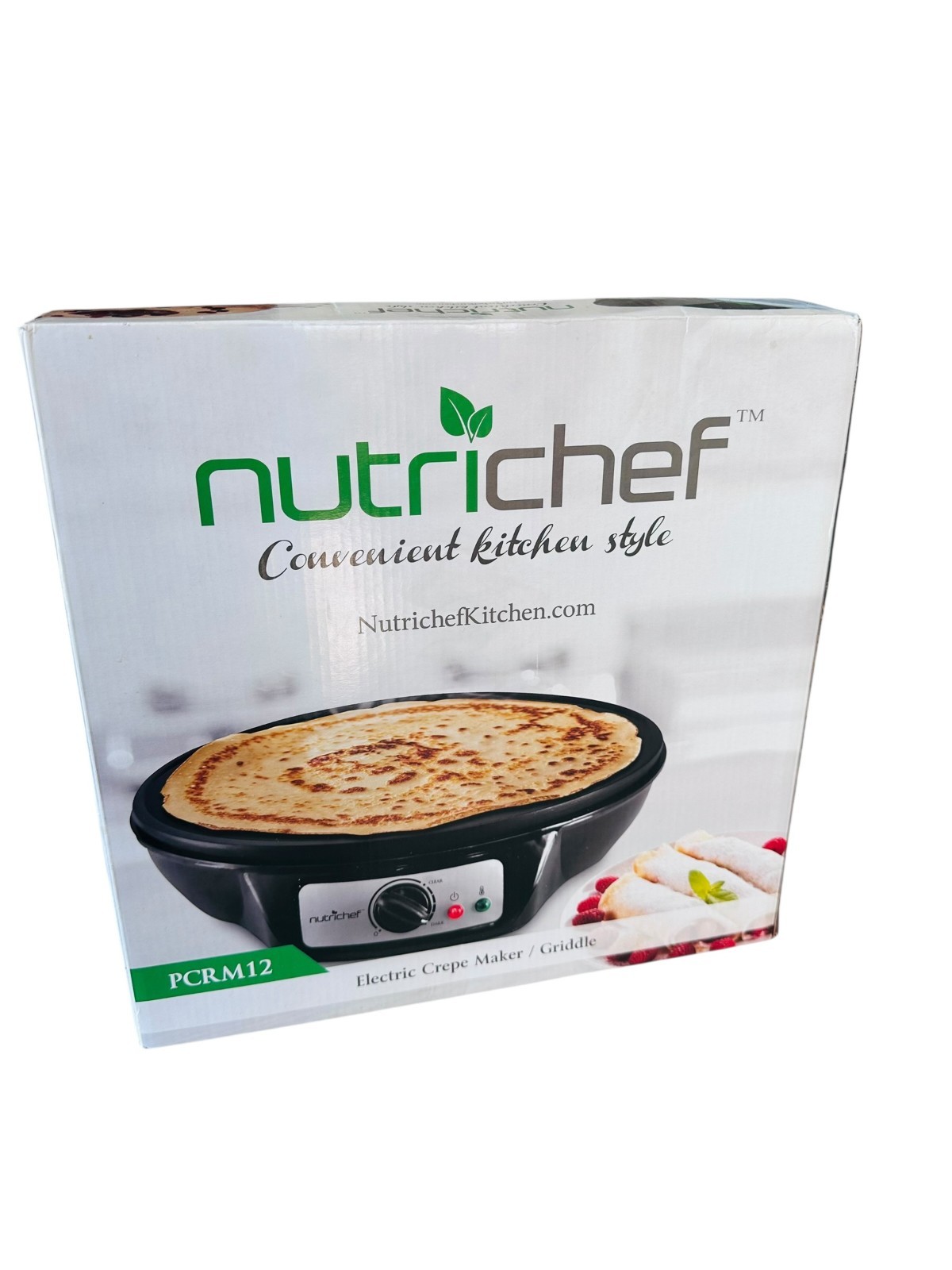 Nutrichef PCRM12 12″ Electric Crepe Maker Nonstick, LED, Spatula Included