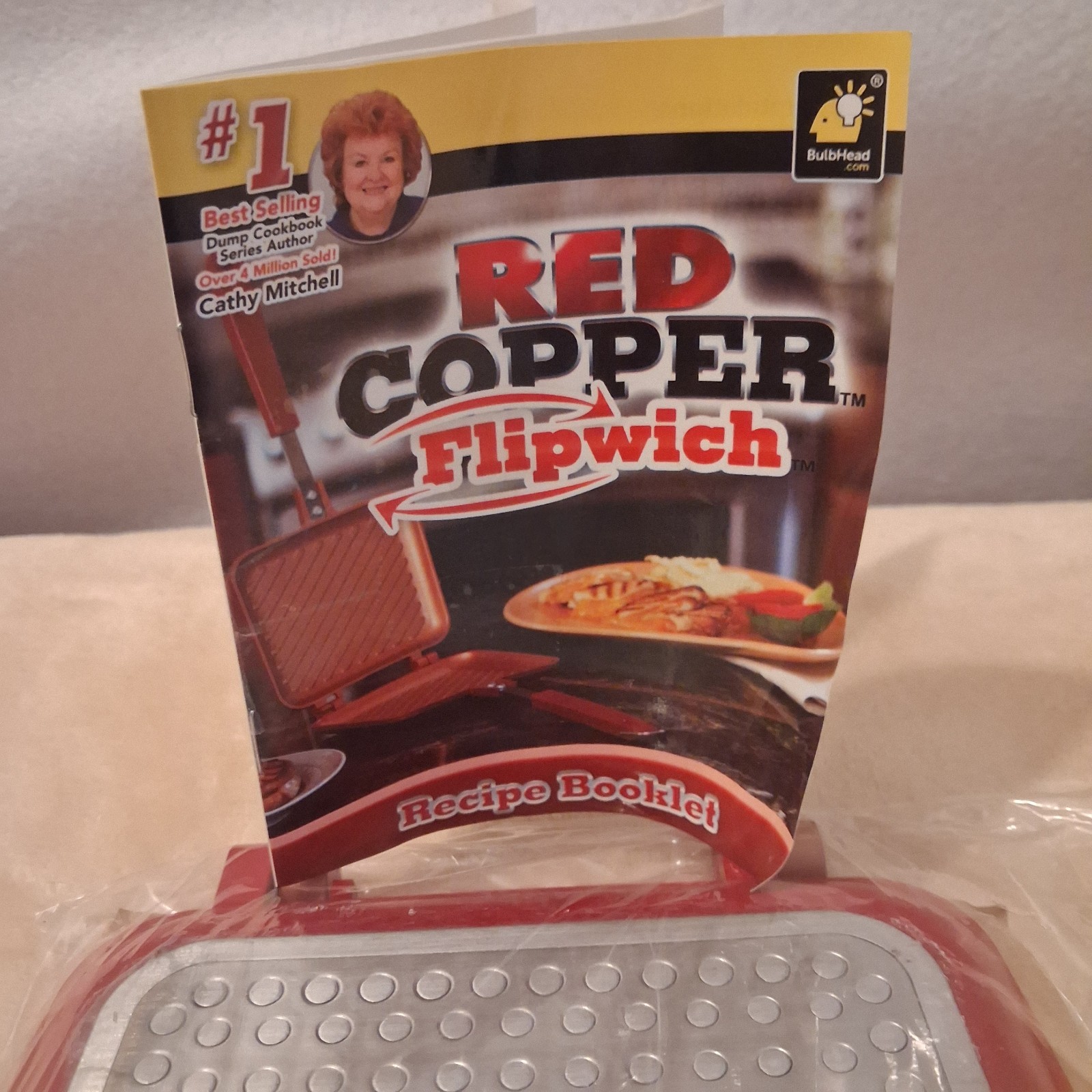 Red Copper Flipwich StoveTop Panini Sandwich Maker. New No Box