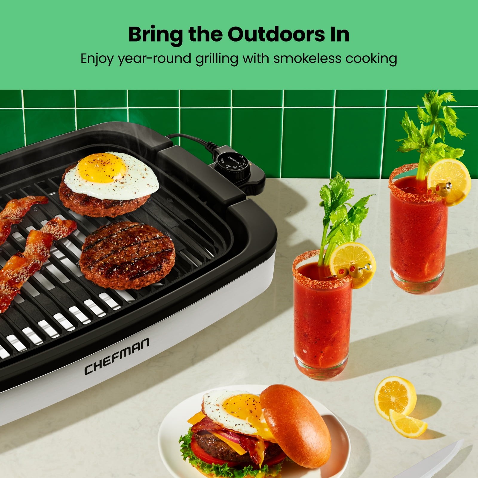 6Serving Electric Indoor Grill,w/ Temperature Control, Smokeless,Stainless Steel
