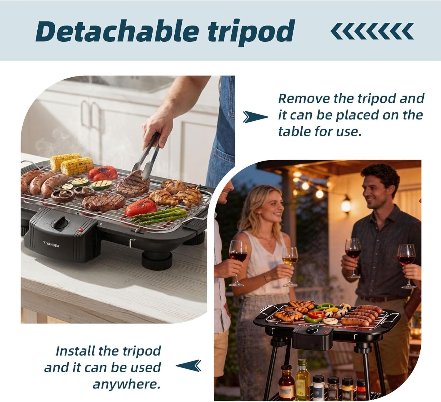 Smokeless Electric Grill – Portable Indoor/Outdoor BBQ with Removable Stand