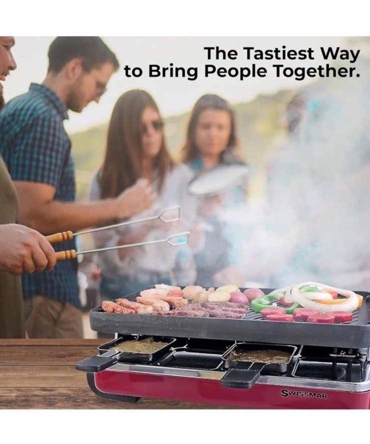 NIB Swissmar Electric 8 Person Raclette Party Grill KF-77041 Classic 1200 W
