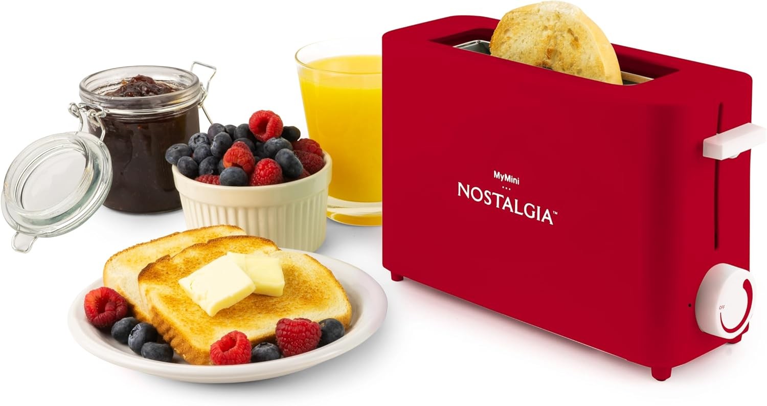Nostalgia MyMini Single Slice Toaster | 1.25″ Wide Slot, Portion Control, Red