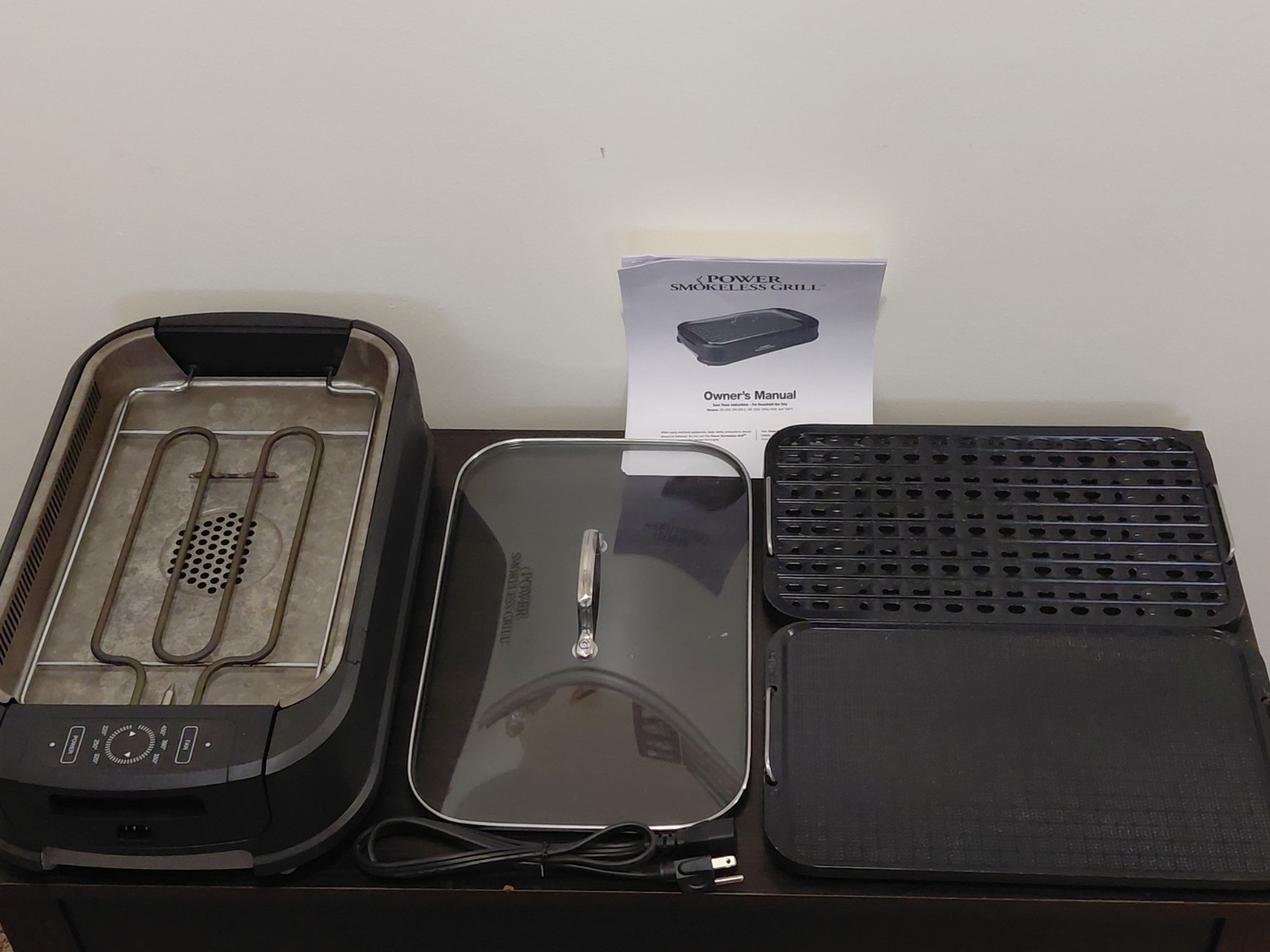 Power Smokeless Grill Indoor Electric Glass Lid Non-Stick Removable Plate