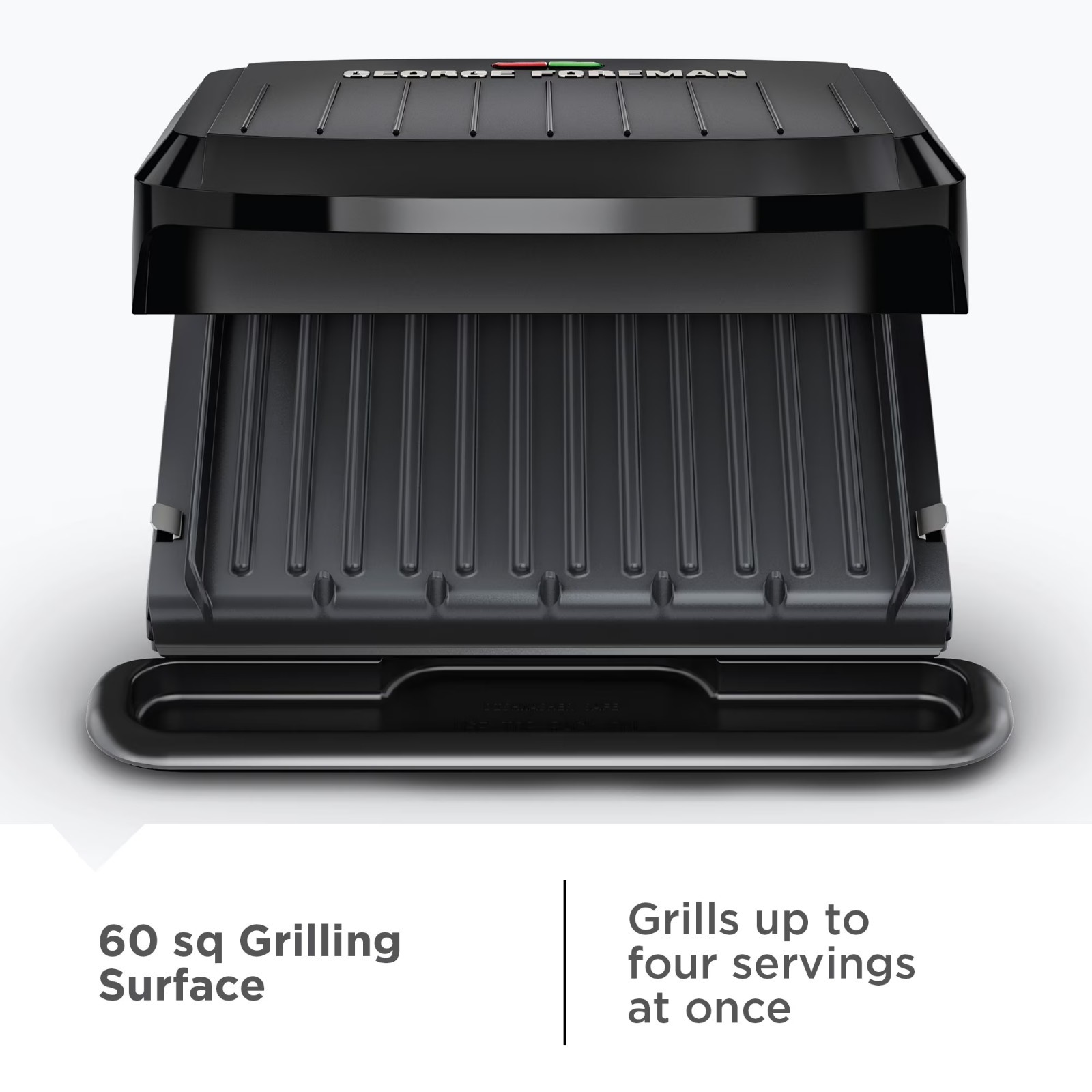 George Foreman 4 Serving Electric Indoor Grill Panini Press Removable Plates