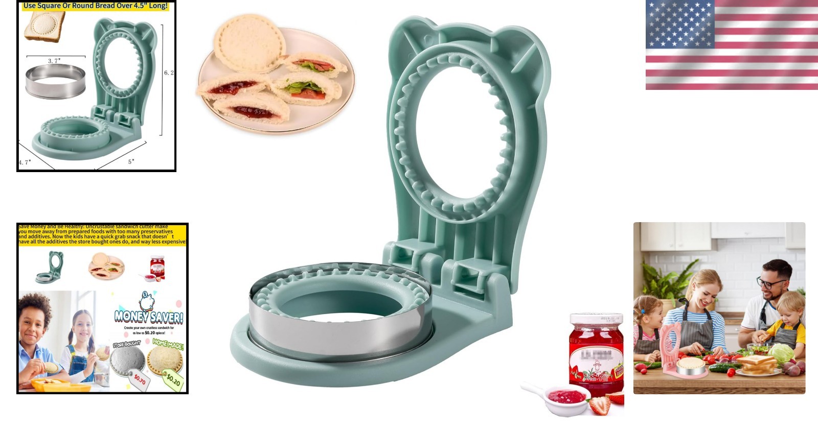Sandwich Cutter Sealer Kids Lunch Maker Uncrustable Circular Shape