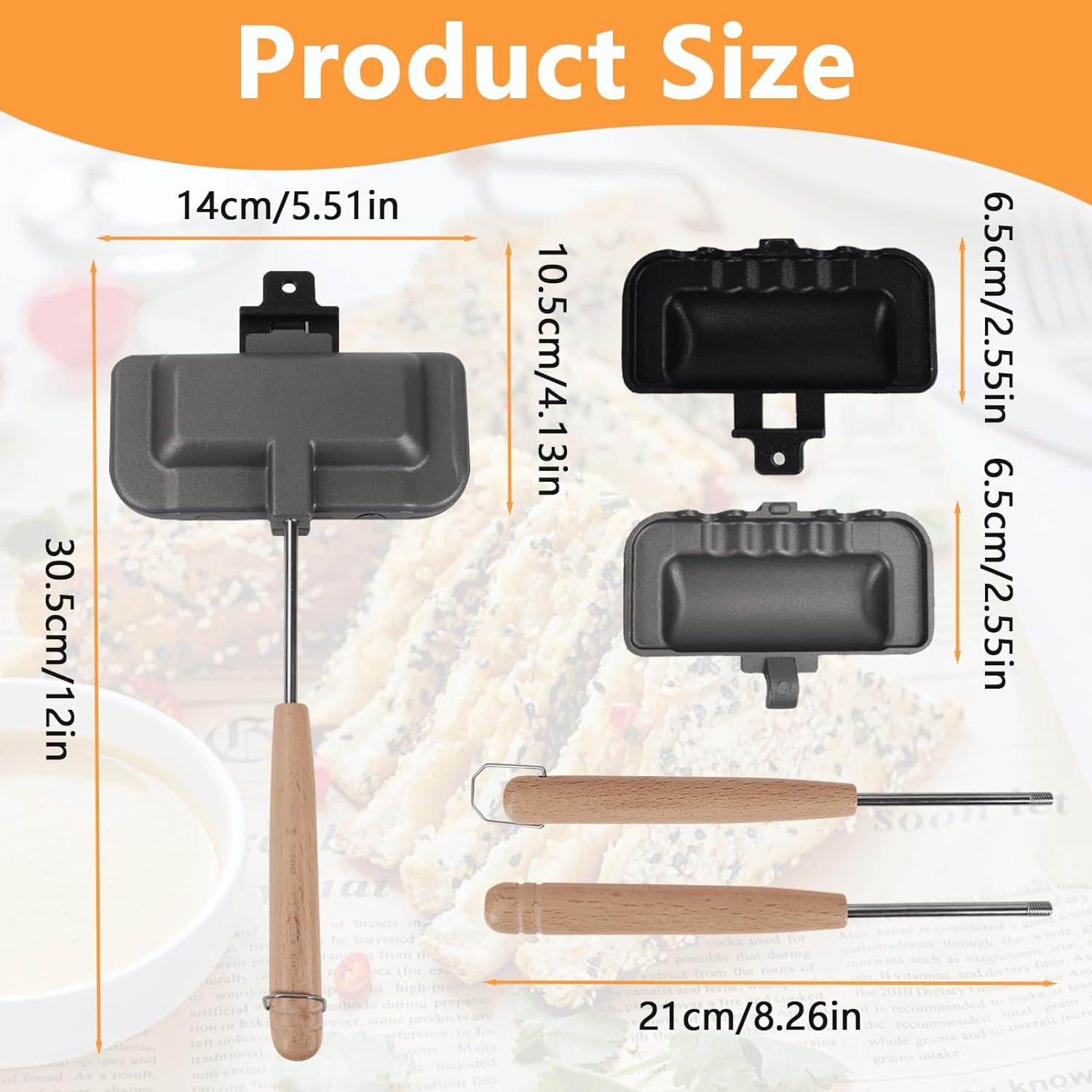 Hot Sandwich Maker, 4W1H Sandwich Maker Double Sided Pie Iron Non-Stick