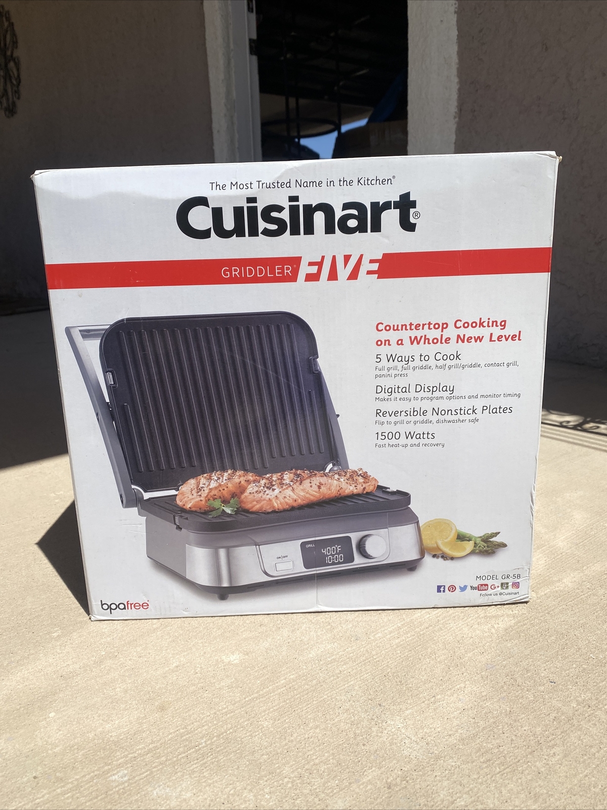 Cuisinart GR5BP1 1500 W Electric Grill & Griddle Pan – Silver