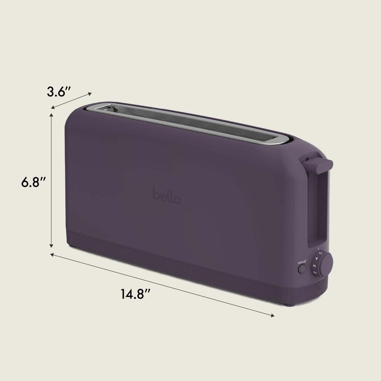 bella 2 Slice Slim Toaster, Fits-anywhere™ Kitchenware, 6 2 Slice, Oatmilk