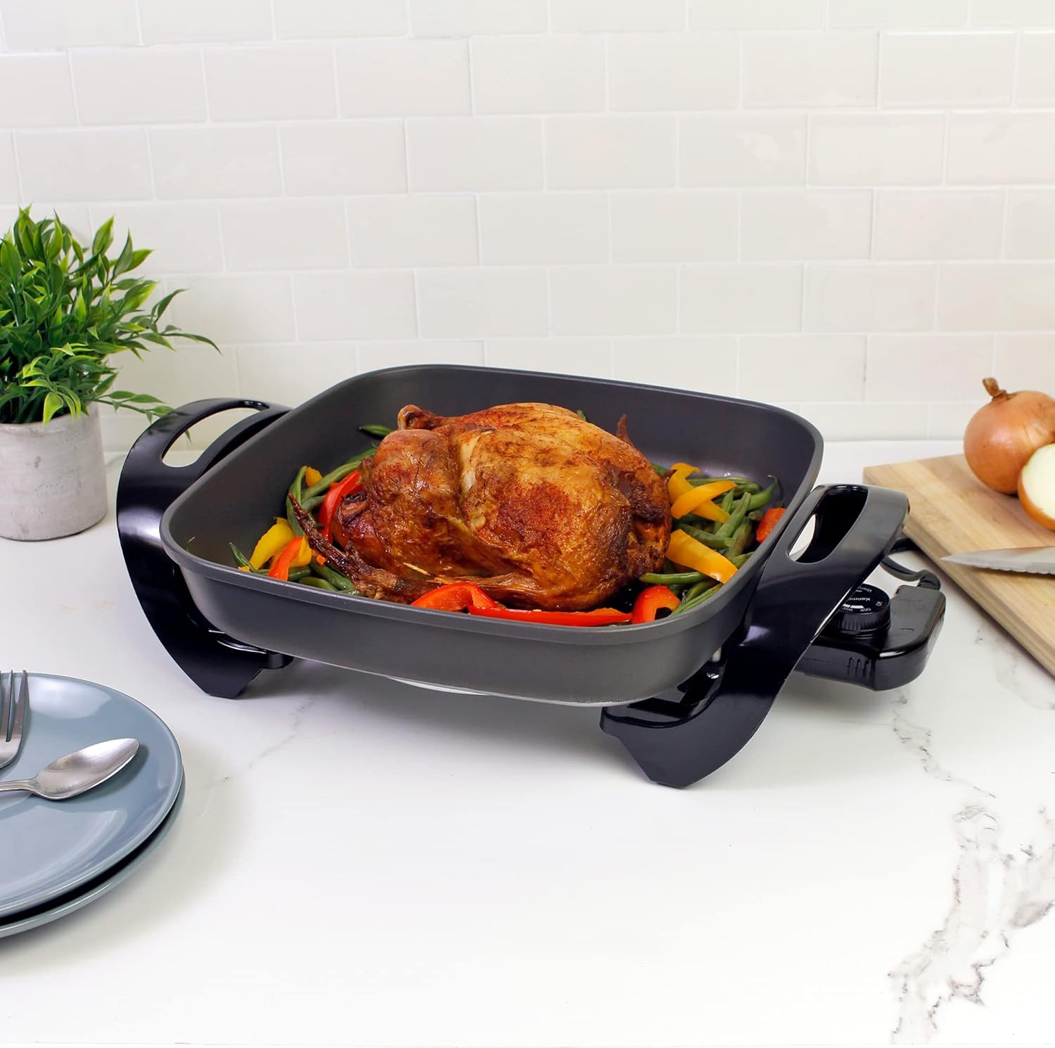 Kenmore Non-Stick Electric Skillet with Removable Drip Tray, Black, 10″ X 18″ Co