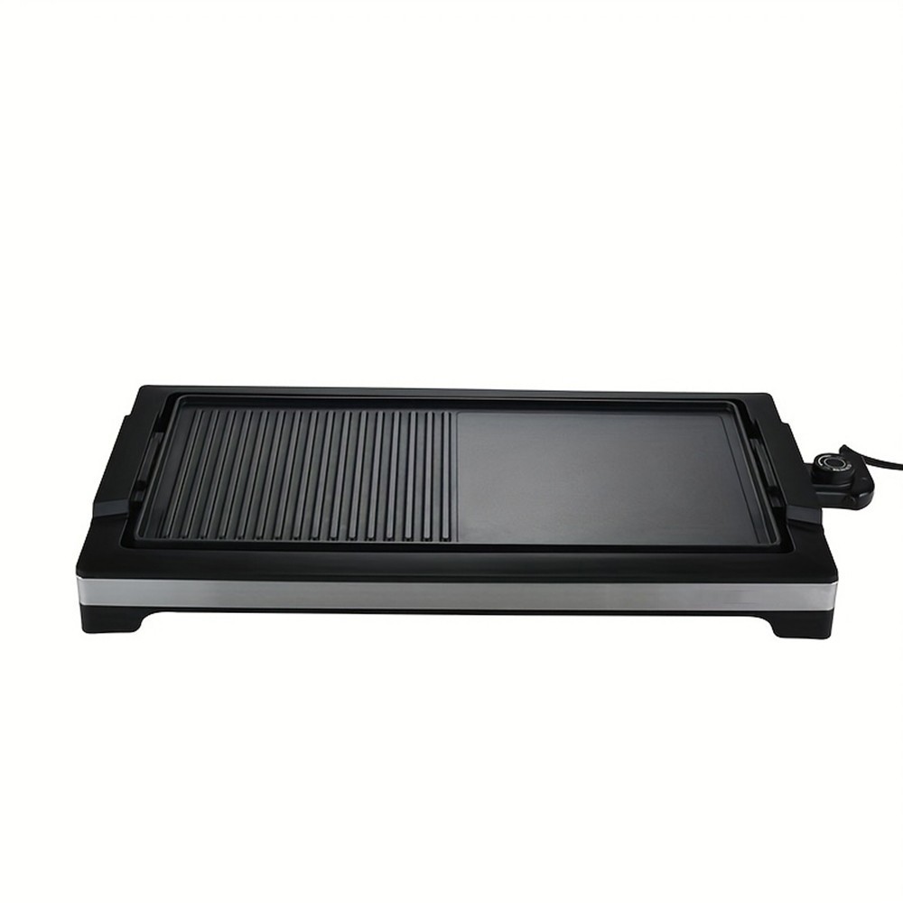 1800W 2 in1 Electric Griddle Non Stick Cool Touch BBQ Eggs Bacon Pancake Cooker