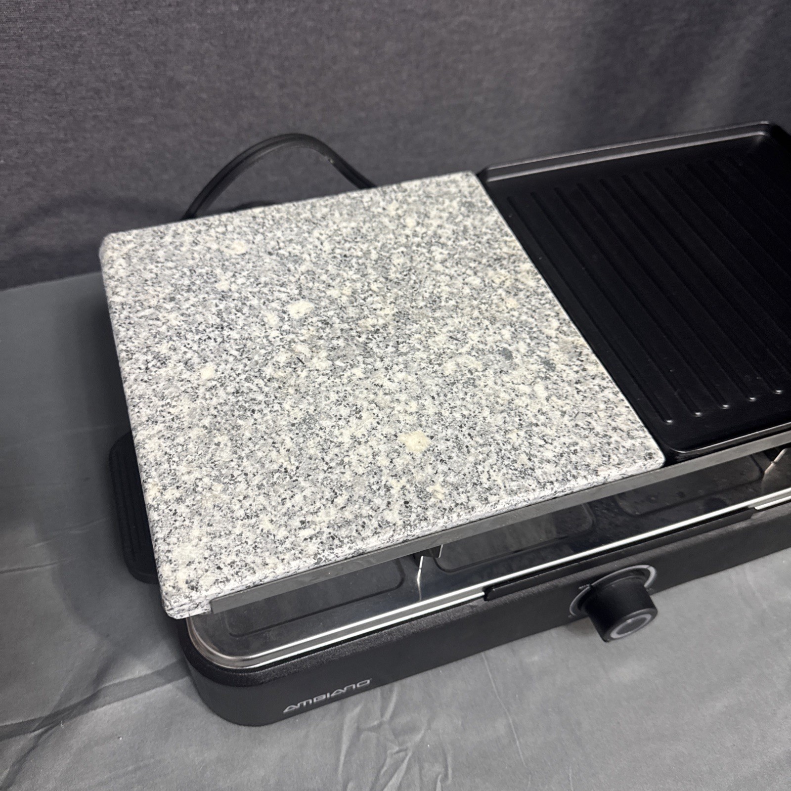 New Raclette Grill for 8 w/ adjustable temperature Non-Stick Set & Stone Surface