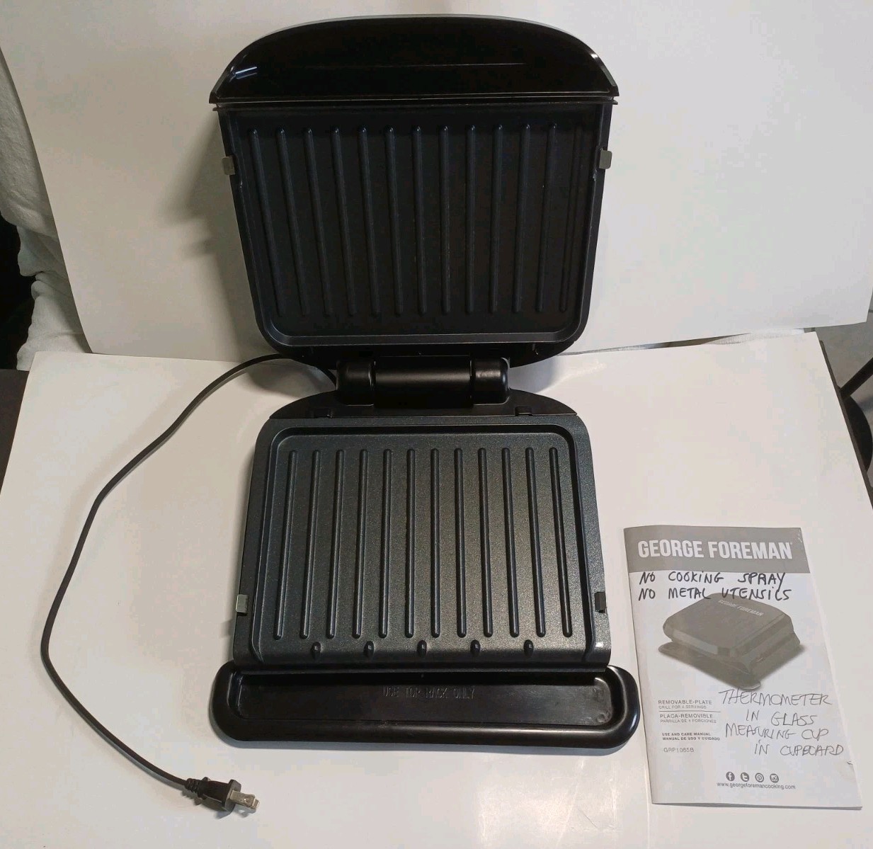 George Foreman GRP1065B Removable Plate Grill Panini Used
