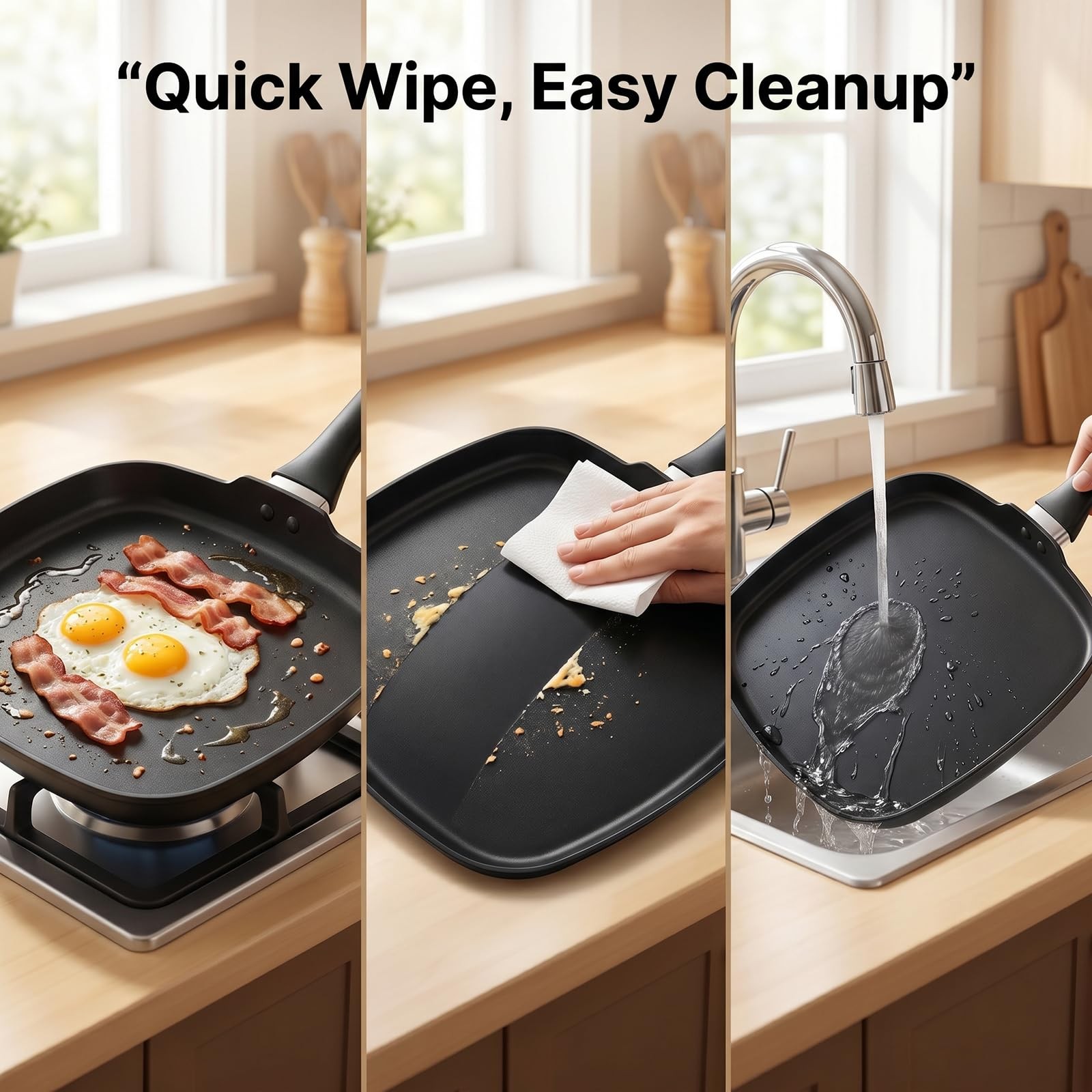 10″ Comales Para Tortillas De Acero Inoxidable Plancha Cuadrada Antiadherente US