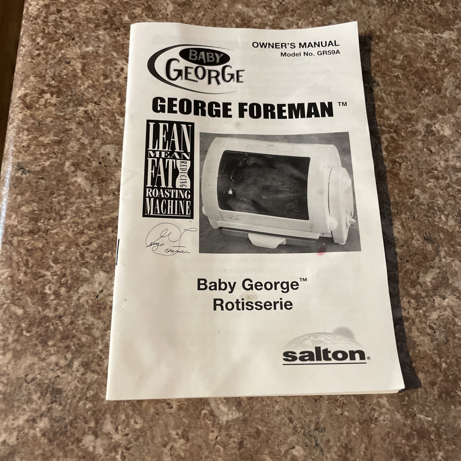 Baby George Foreman Rotisserie Instruction Manual Directions Model GR59A