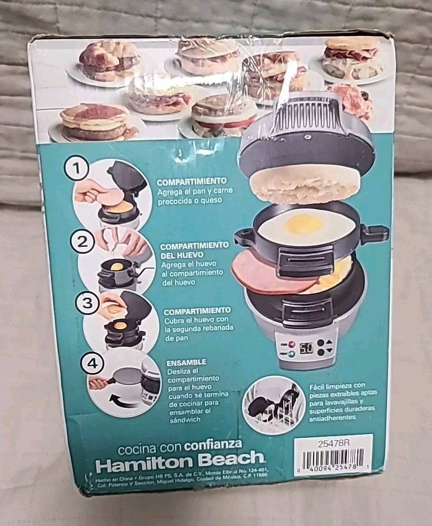 NIB Hamilton Beach Breakfast Sandwich Maker Silver Model 25478R