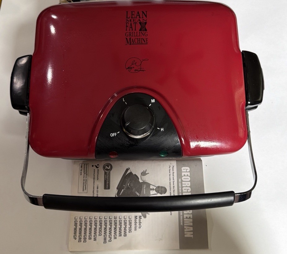 George Foreman Grill Machine GRP90WGR Red w/ 2 Removable Plates 1440W