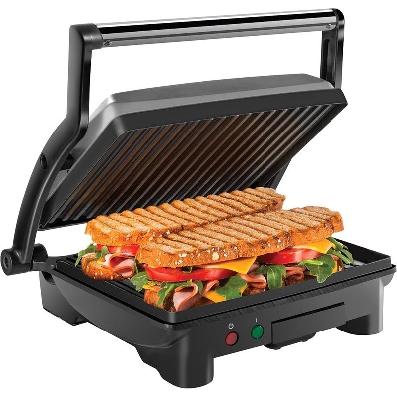 Adjustable Panini Press Grill 4 Sandwich Maker Non-Stick Easy Clean Drip Tray US