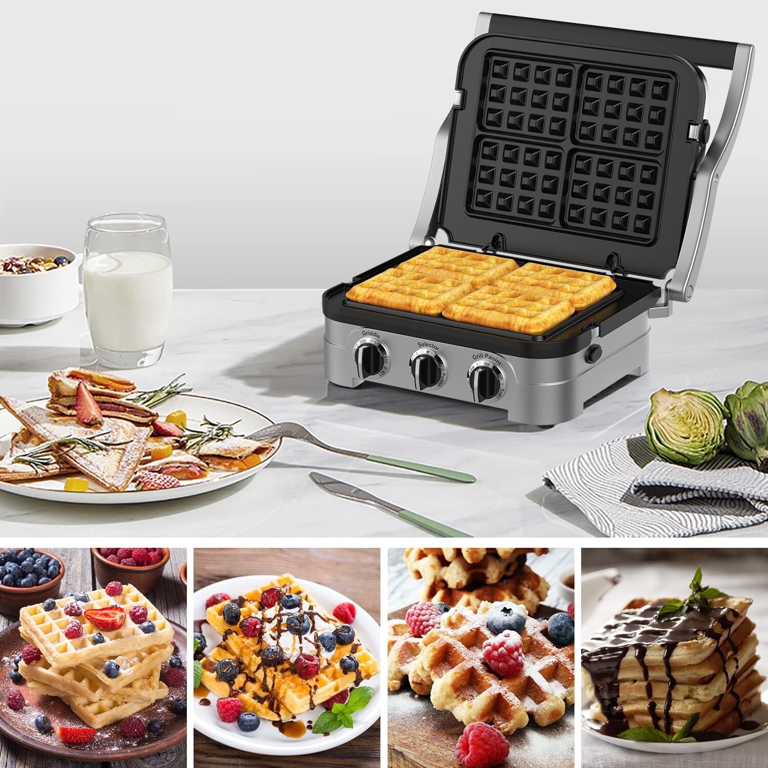 Waffle Plates Only for Cuisinart Griddler GR-4N, GR-5B, GR-6 and GRID-8N Series
