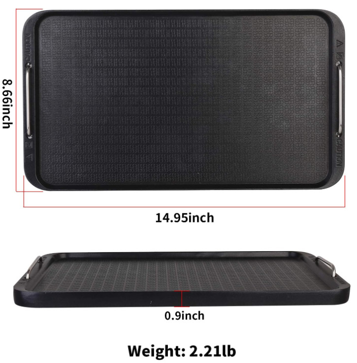 Smokeless Grill Accessories 14.96 x 8.66 Replacement Griddle Plate Power XL