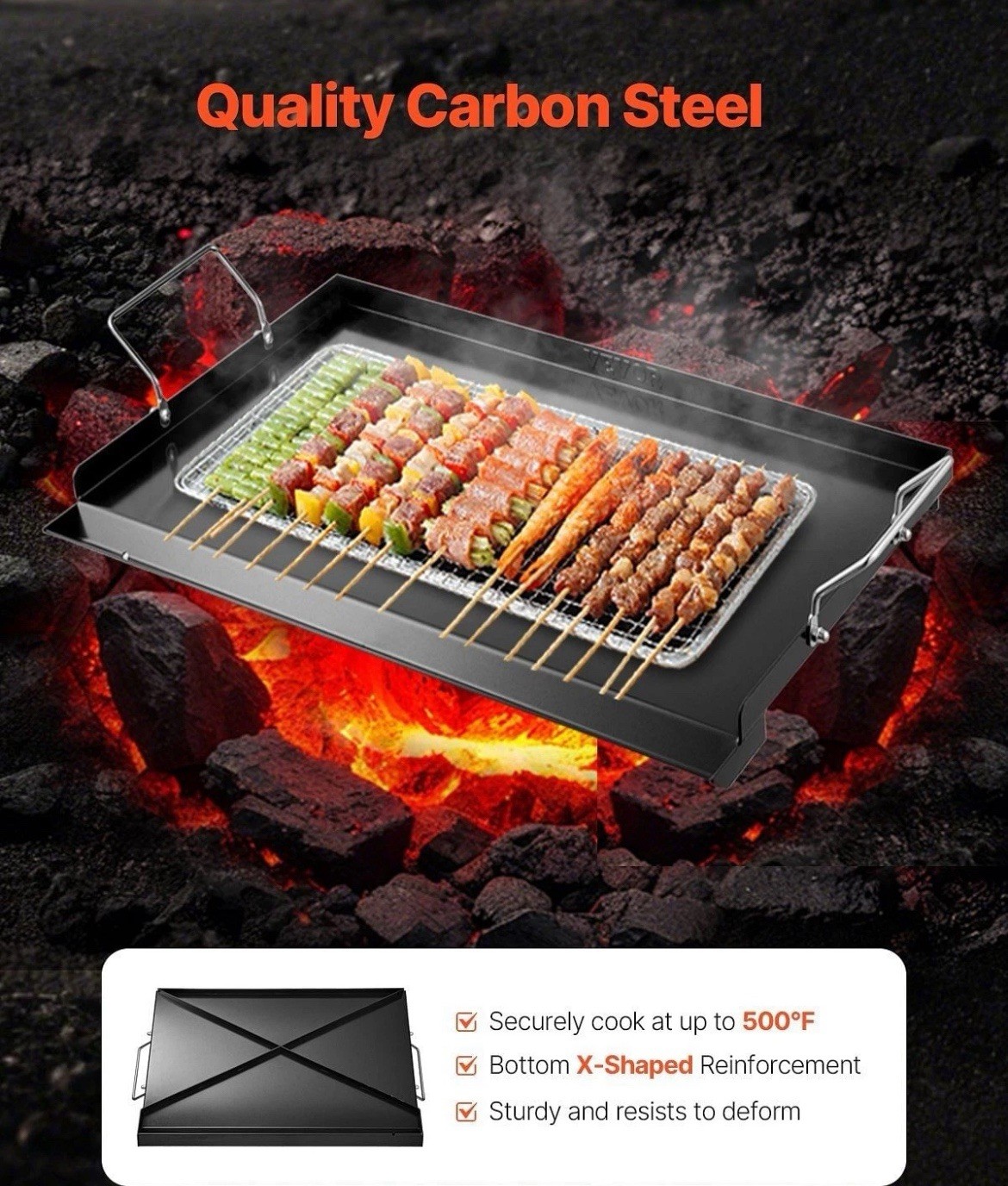 Carbon Steel Griddle, 24×16 inch Universal Flat Top Rectangular Plate, Gas Gril