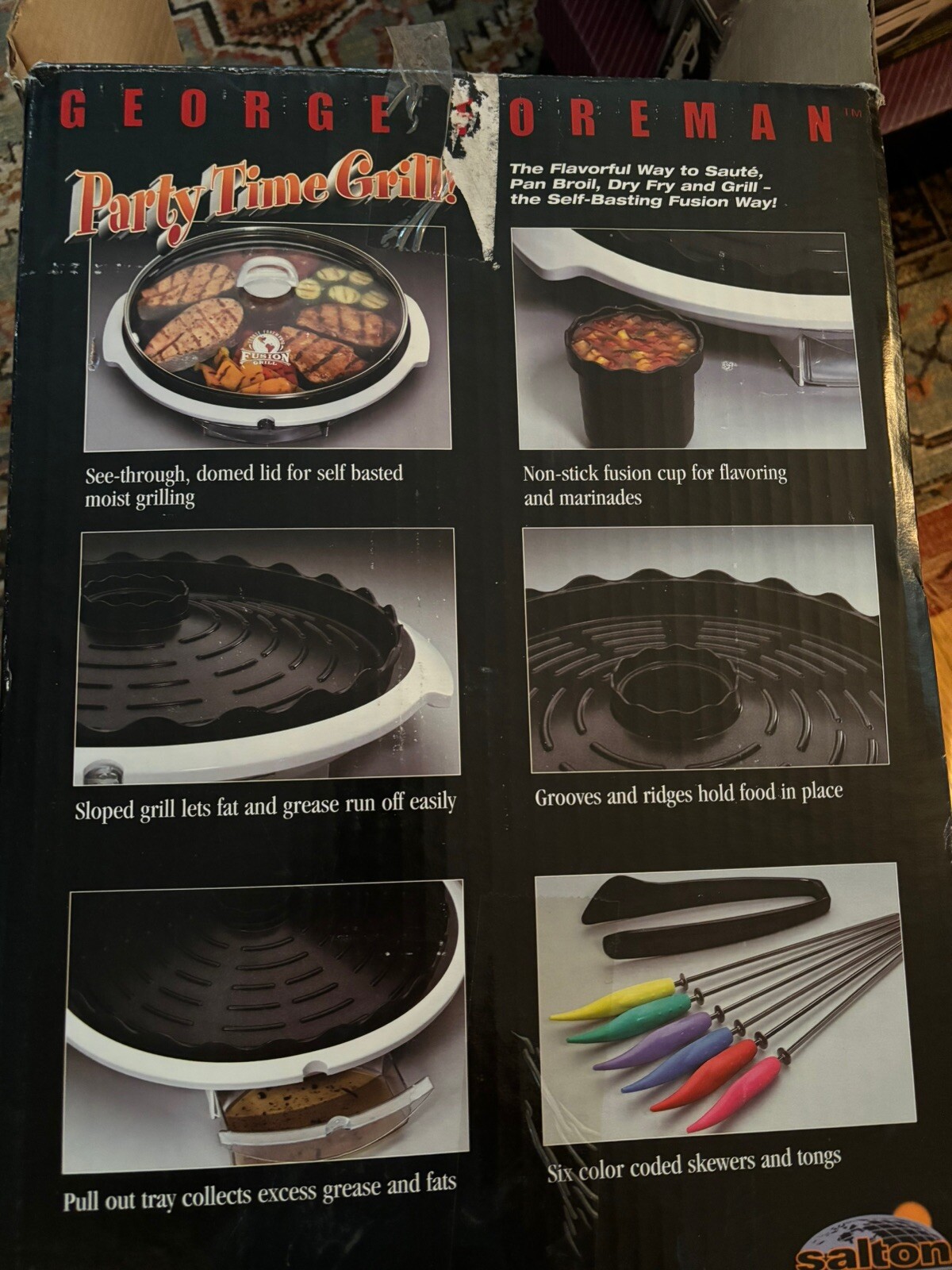 George Foreman Party Time Grill Fusion W/bonus Grill Combo NIB