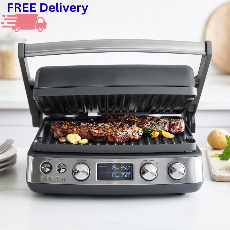 GreenPan Elite Electric Indoor Multi Grill Griddle Waffle Maker Nonstick New