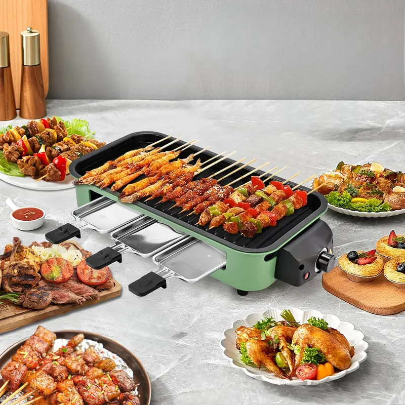 Smokeless Electric Grill, Indoor Grill With Removable Non-Stick Plate, Indoor Gr