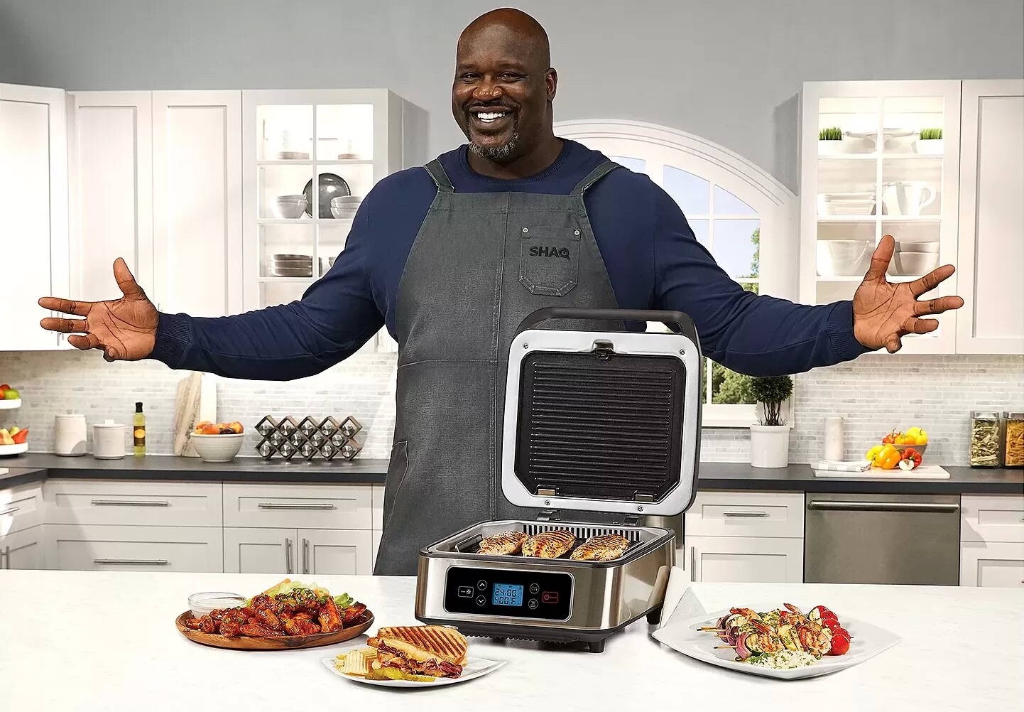 SHAQ Smokeless Grill & Press 3-in-1 Contact Grill, Panini Press & Open Grill–NIB