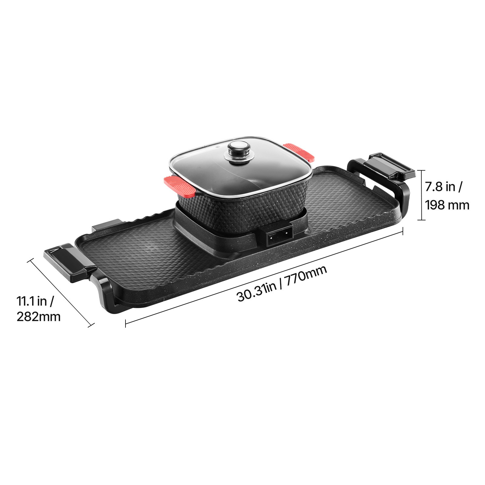 Hot Pot with Grill 2300W 2-in-1 Electric Smokeless BBQ Pan with Removable Pot