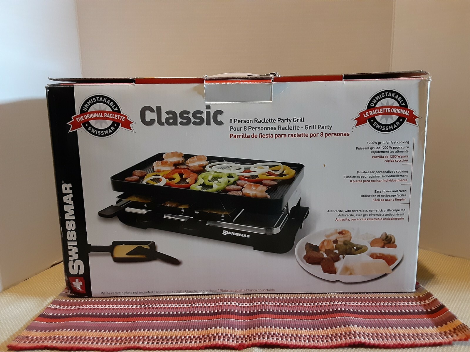 SWISSMAR CLASSIC RACLETTE REVERSIBLE GRILL PARTY GRILL FOR 8