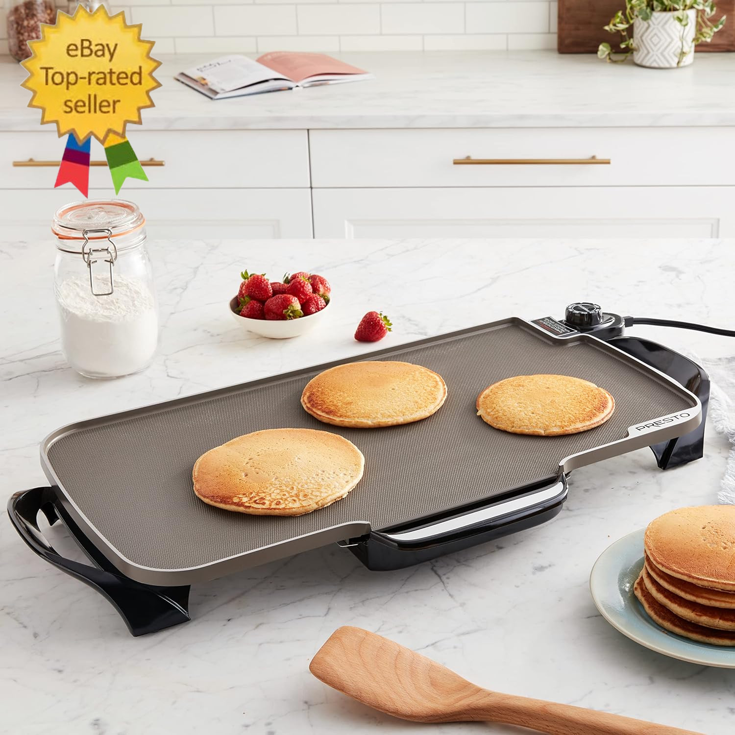 07062-22-Inch Ceramic Removable Handles Electric Griddle, Grey Ceramic