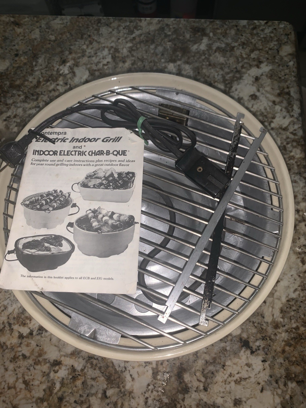Electric Indoor Outdoor Grill Kemore Char-b-que Works Great Instruction Book Etc