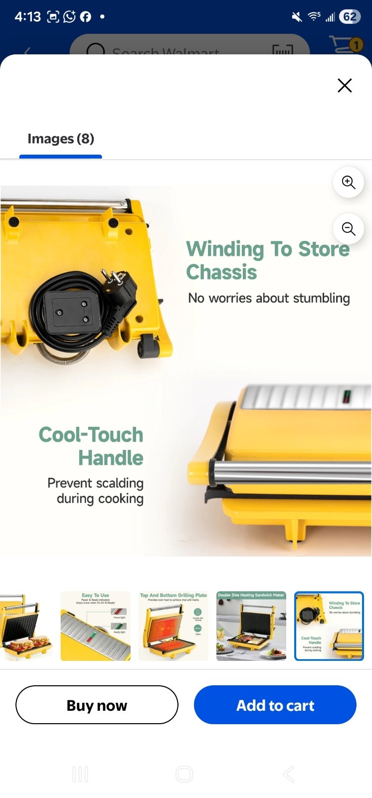 SUSTEAS Panini Press Grill – Sandwich Maker with Non-Stick Cooking Plate Yellow