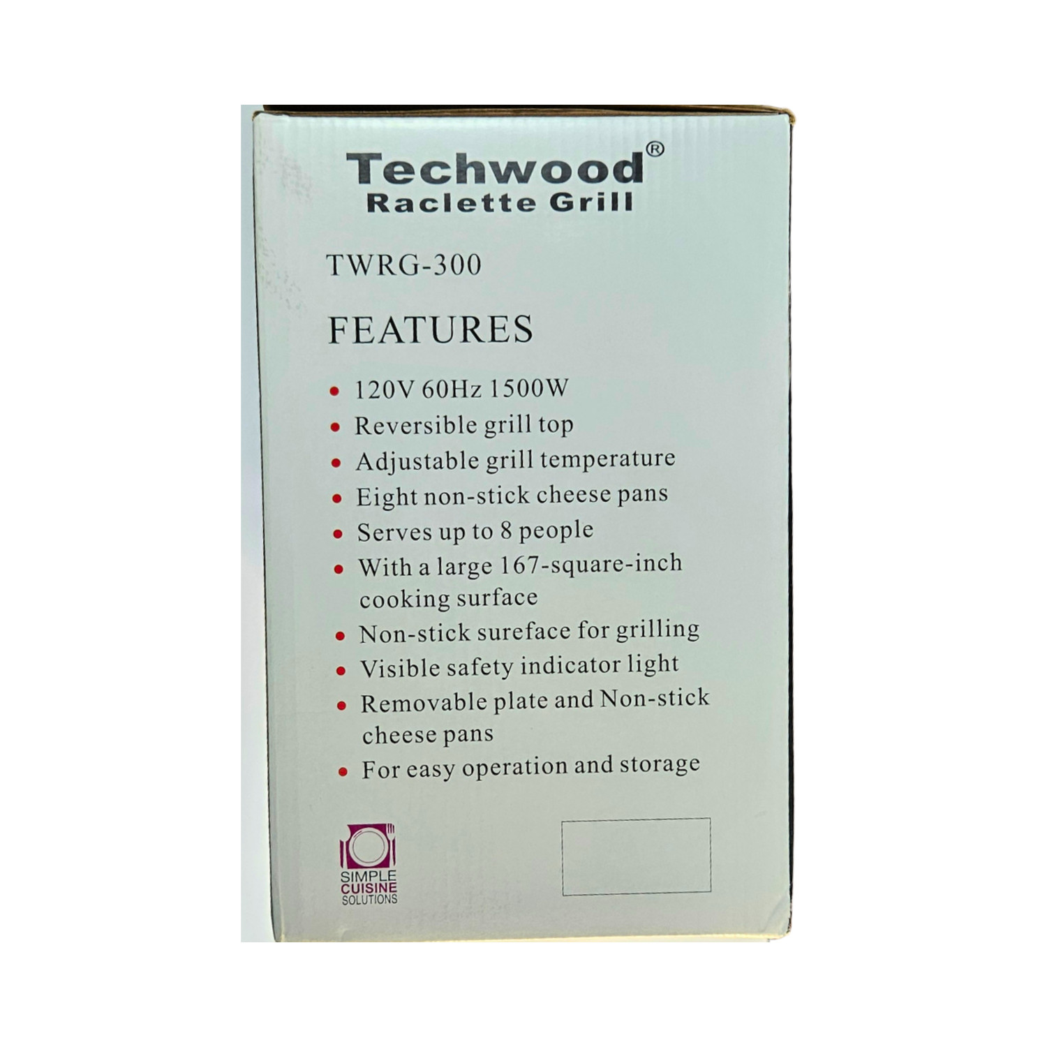 Techwood Raclette Grill – Reversable Grill Top – Tabletop Cooker- TWRG-300