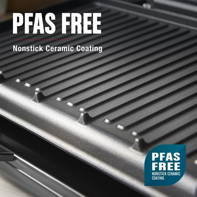 george foreman family-size panini press, nonstick grill with fat reducing