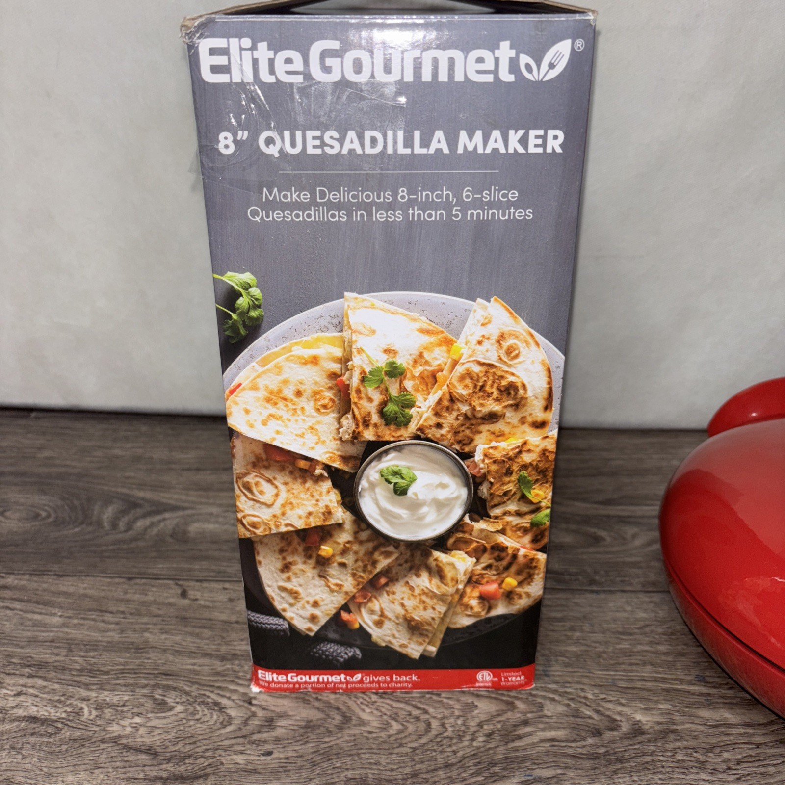 Elite Gourmet EQD413 Non-Stick Electric, Mexican Taco Tuesday Quesadilla Red
