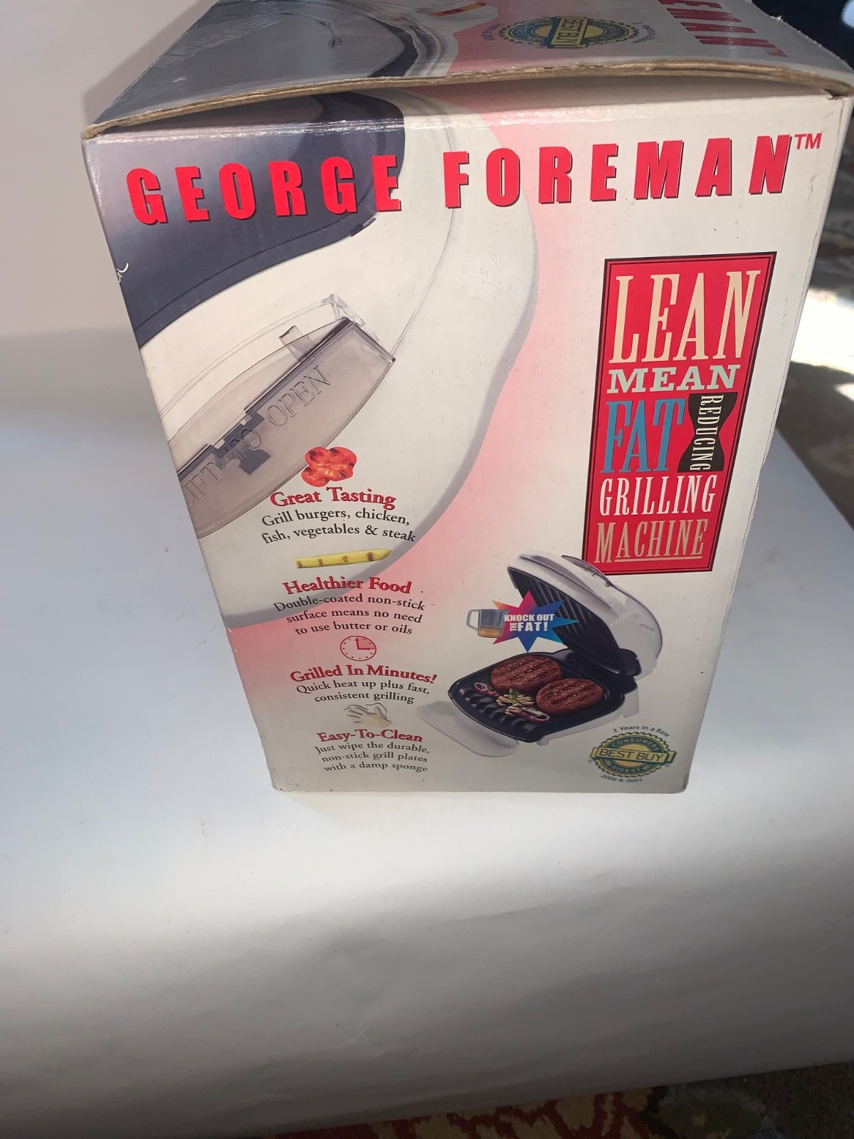 George Foreman Grill In Grilling White Salton GR10ABWR Box And Manual New!