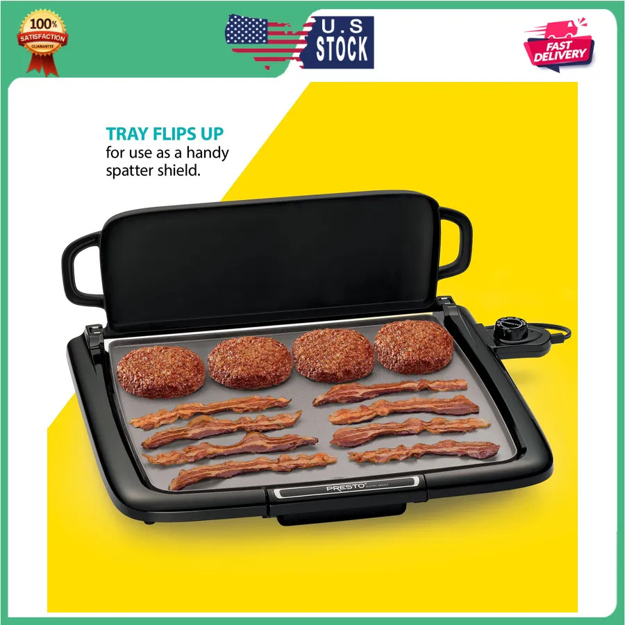 Presto Ceramic Nonstick Electric Griddle with Multifunction Warming Tray