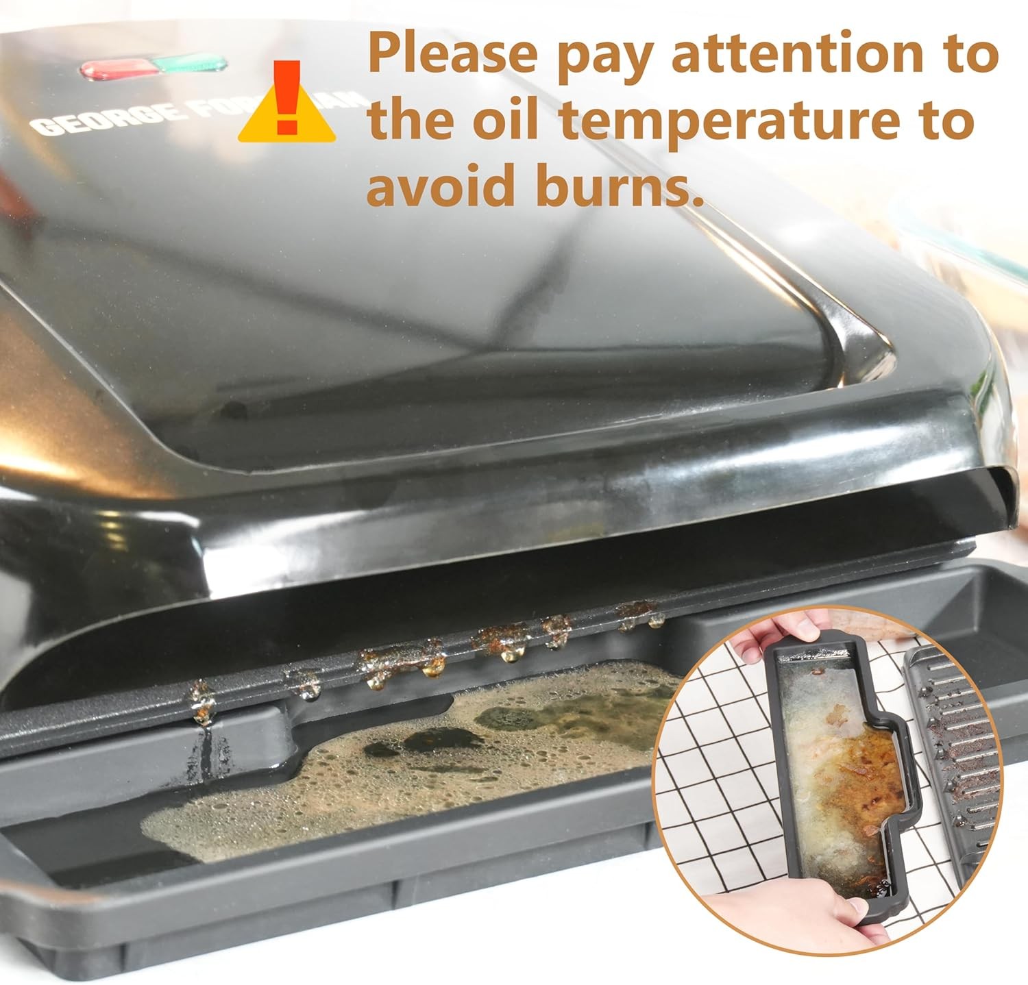 2 Pack Drip Tray Compatible with George Foreman Electric Grill (GRP1060B, GR10B,