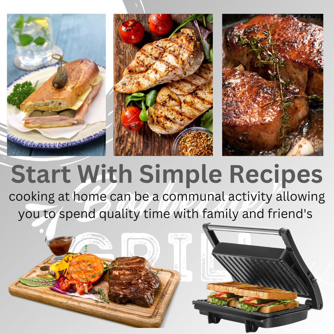 Press Grill Sandwich Maker w/ Non-Stick Double Flat Cooking Plate Toaster 1000w