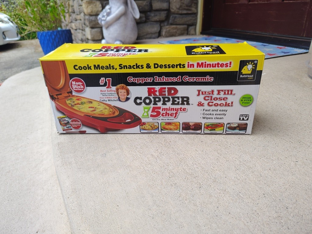 Copper Red 5 Minute Chef Electric Meal Omelet Maker Infused Ceramic Cooker snack