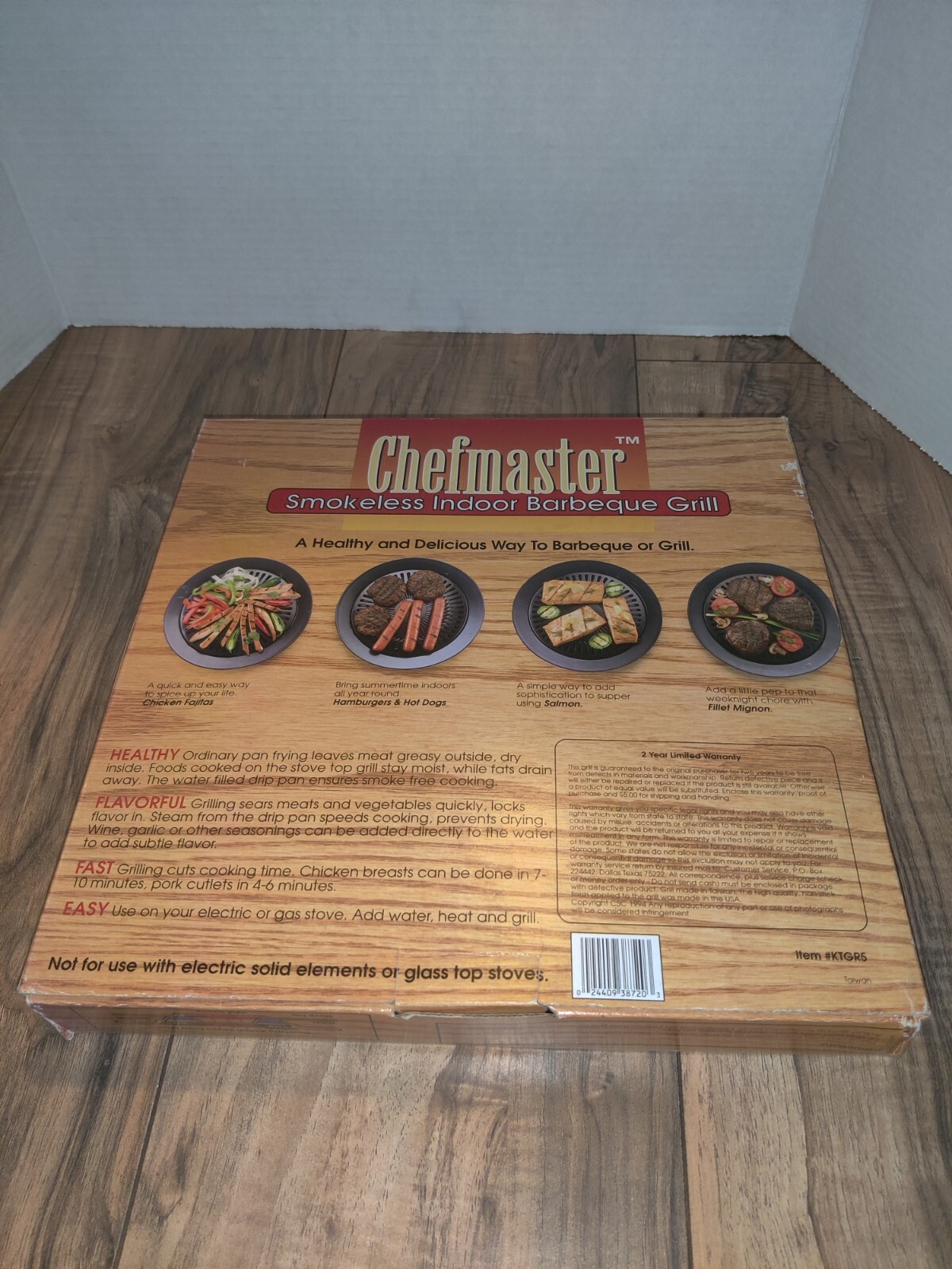 New Chefmaster Non-Stick Smoke Indoor Stovetop Cooker Grill Gas electric