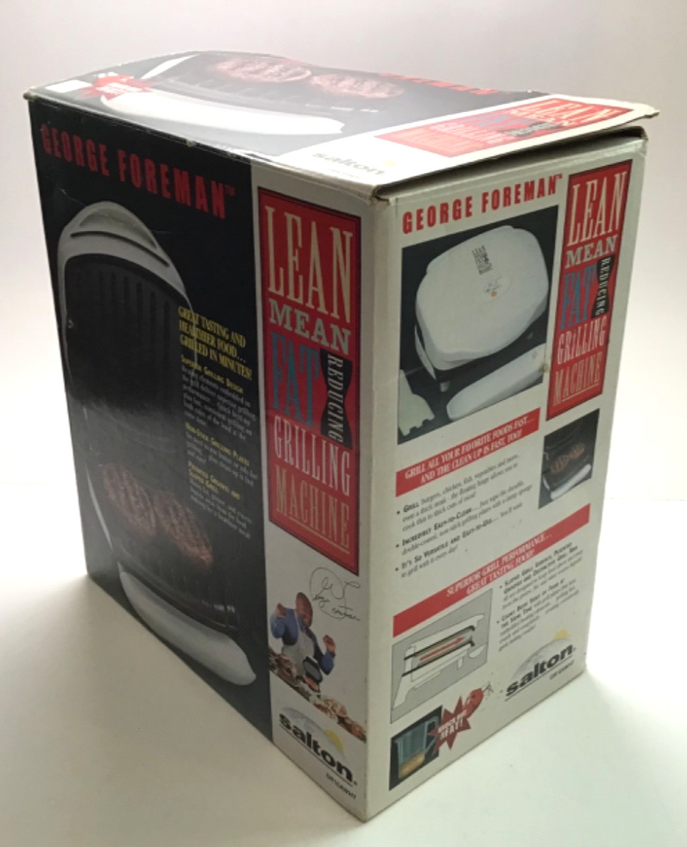 GEORGE FOREMAN; LEAN MEAN FAT GRILLING MACHINE – OPEN BOX